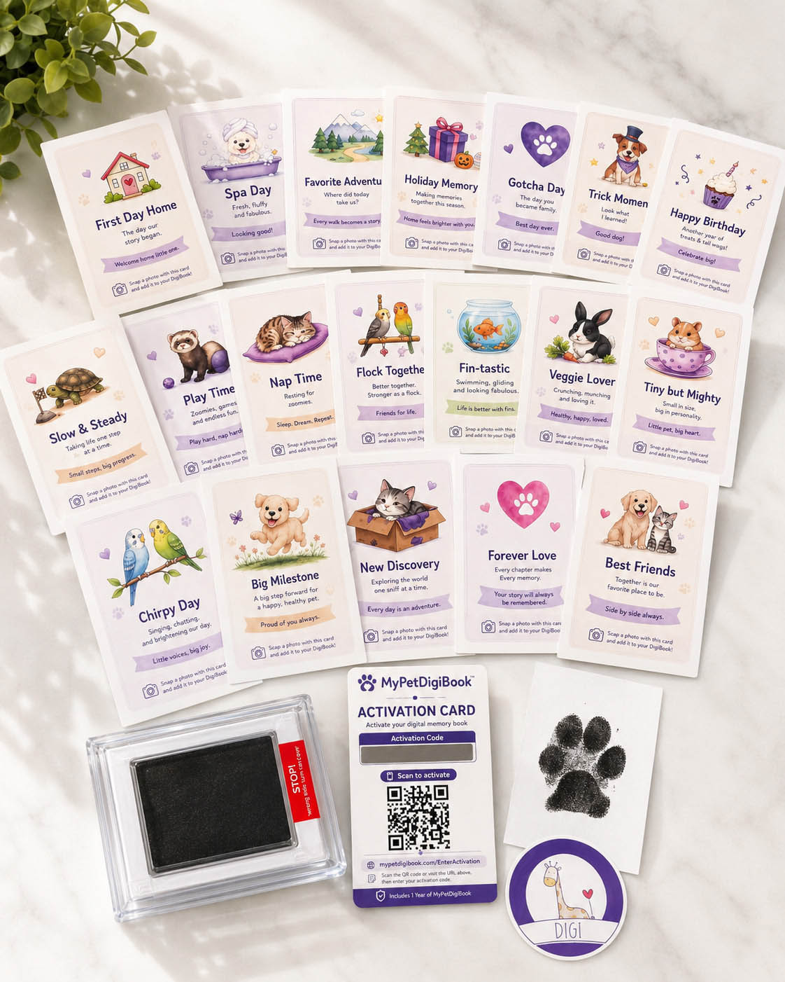 All 20 MyPetDigiBook keepsake milestone cards